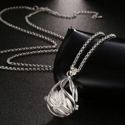 Swan Shaped Essential Oil Diffuser Necklace with Lava Stones