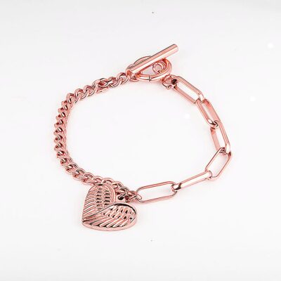 Stainless Steel Angelwing Heart Charm Bracelet
